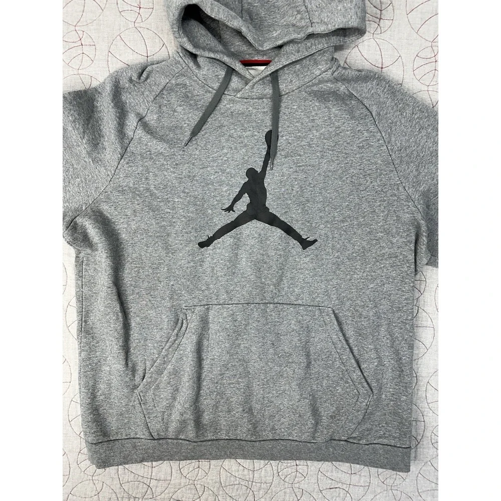 Nike‎ Jordan Jumpman Logo Fleece Hoodie Men's Size 2XL Grey/Black DA6801-091